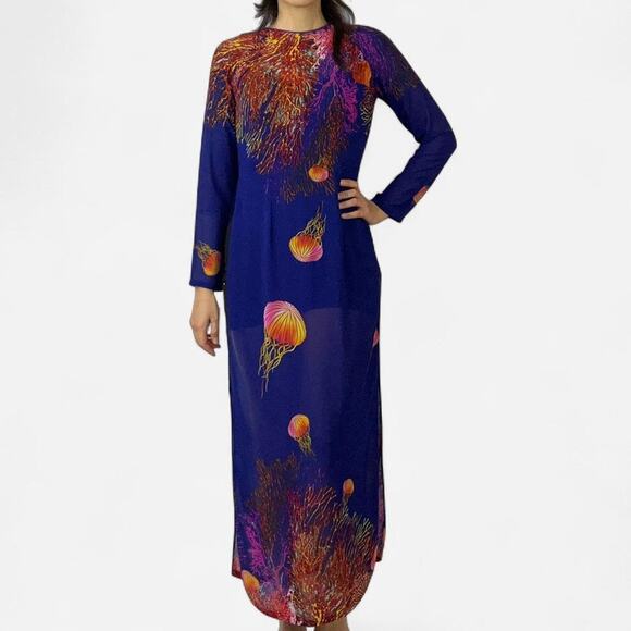 Ocean print sheer maxi dress - Picture 1 of 8